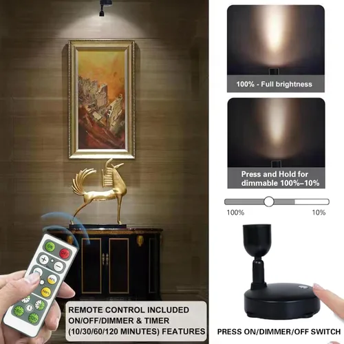 Vista 2 de HAMVIDNE Foco LED, funciona con pilas, luces para interiores, color blanco