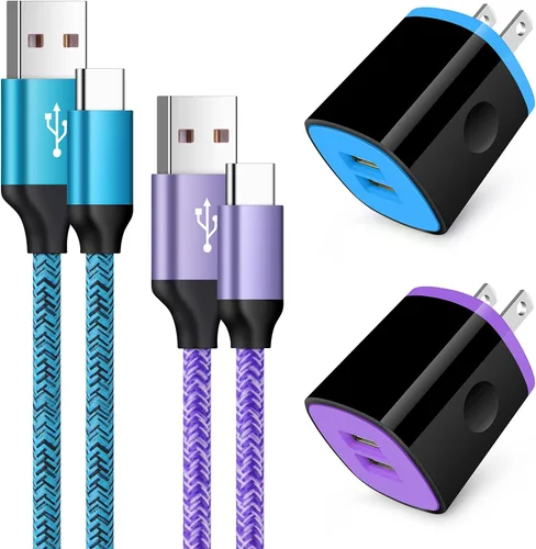 Vista 7 de Cargador tipo C de carga rápida, cargador de pared bloque enchufe, cable de carga rápida tipo C Android USB C para teléfono, cable de carga de 6
