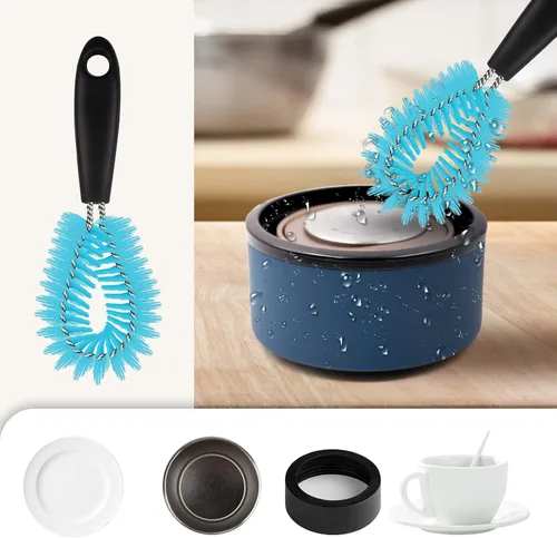 Vista 6 de Juego de 7 cepillos de limpieza de botellas de agua de mango largo de acero inoxidable para limpiar botellas de cerveza de cuello estrecho, tazas
