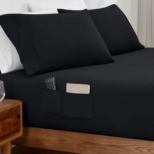 Vista 11 de Bare Home Sábana bajera ajustable individual – Doble bolsillo – Microfibra 1800 Premium – Ultra suave sin arrugas – Bolsillo profundo