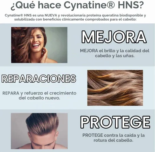 Vista 8 de Péptidos de colágeno y nutrición capilar + cinatina HNS + ácido hialurónico + biotina