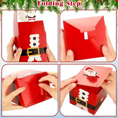 Vista 3 de Yeaqee 32 piezas cajas de regalo de Navidad 3D caja de dulces de Navidad bolsas de regalo de Navidad con forma de jengibre, muñeco de nieve