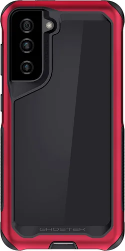 Vista 64 de Ghostek Atomic - Funda delgada para Galaxy Z Flip 4, parte trasera de aramida con parachoques de aluminio rojo, funda protectora de doble capa a