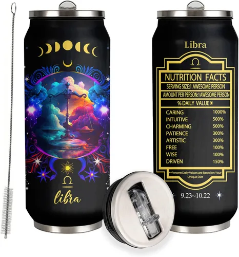 Vista 14 de Aquarius - Vaso de acero inoxidable del zodiaco para hombres y mujeres, regalo de cumpleaños para fanáticos de la astrología con tapa con pajilla