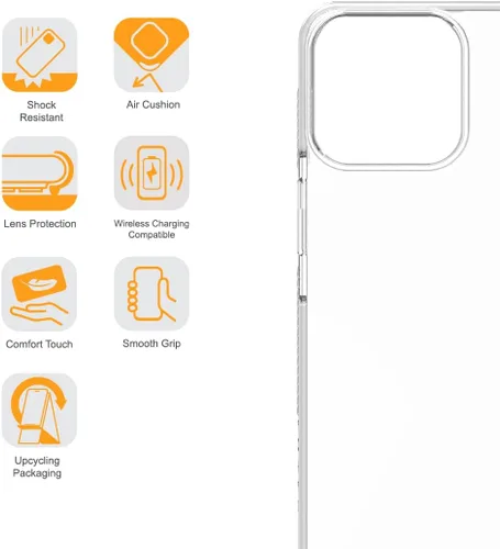 Vista 9 de ARMOR Funda Signature para iPhone 14 (transparente con cinta gris)