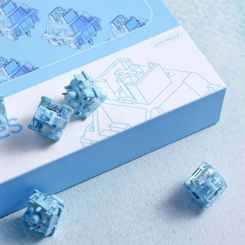 Vista 4 de Akko V3 Creamy Blue Pro - Interruptor de teclado con vástago a prueba de polvo para teclado mecánico gaming, interruptores de teclas táctiles