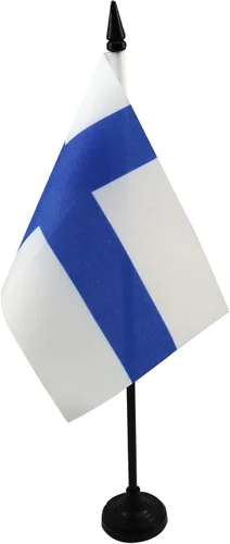 Vista 97 de AZ FLAG Aland Table Flag 4x6 in 100D Polyester Plastic Base Indoor use Finnish 15x10 cm desk flag stitched finish with reinforced edges with