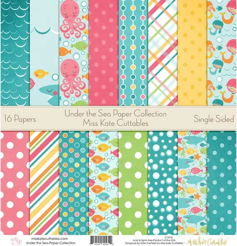 Vista 4 de Paquete de papel de patrón – Under the Sea – Scrapbook Premium Specialty Paper de una cara de 12 x 12 pulgadas, colección incluye 16 hojas – por
