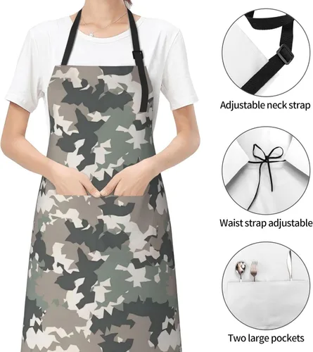 Vista 3 de Perinsto Waterproof Apron with 2 Pockets Kitchen Chef Aprons Bibs for Cooking Baking