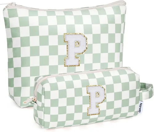 Vista 56 de Narwey Bolsa de maquillaje con inicial, regalos de graduación para adolescentes, niñas, niños y adolescentes, monograma personalizado, bonita bolsa