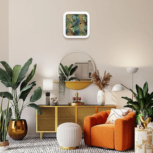 Vista 7 de 10" Square Modern Wall Clock,Animal Leopard Jungle Print Kitchen Clocks Wall Battery Operated,Silent Non Ticking Unique Funny Cute Wall Clock for