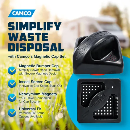 Vista 2 de Camco 40310, Tapa de parachoques magnética para RV Cuenta con imanes de neodimio resistentes, pequeños orificios de ventilación de aire, e incluye