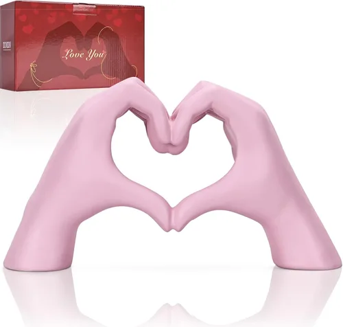 Vista 12 de Decoración colorida de mano en forma de corazón, estatua de mano en forma de corazón, escultura de dedo de amor para decoración de boda, adecuada