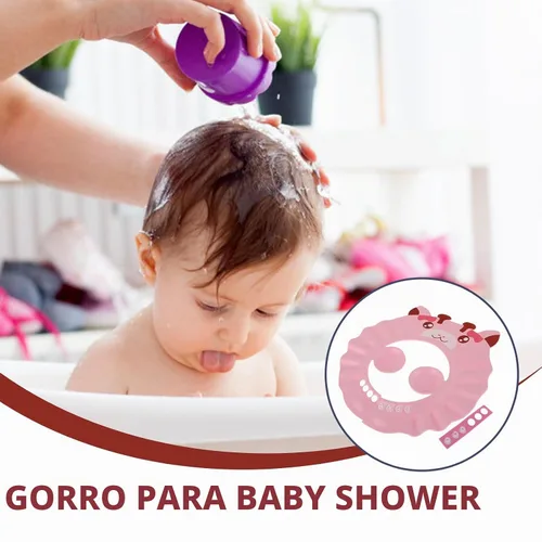 Vista 4 de Gorro de ducha para bebé para lavar el cabello, sombrero de champú hipopótamo ajustable para niños pequeños con orejeras, escudo impermeable