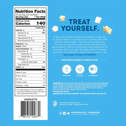 Vista 2 de ONE - Barras de proteína crujientes, sabor malvavisco, barras de proteína sin gluten con 12 g de proteína y 1 g de azúcar, productos básicos