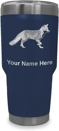 Vista 32 de LaserGram Vaso aislado al vacío de 20 onzas, zorro, grabado personalizado incluido (negro)