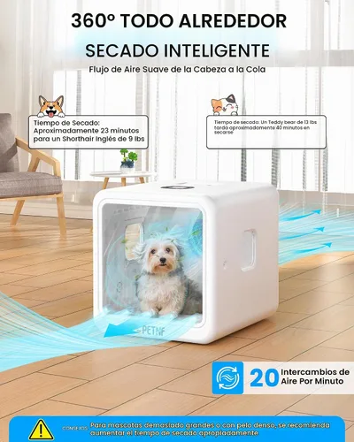 Vista 7 de PETNF - Caja secadora para mascotas para gatos y perros pequeños, cámara de secado automático de 70 litros con funcionamiento silencioso, flujo