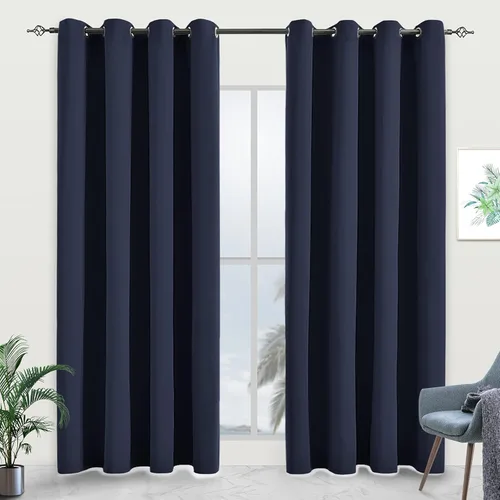 Vista 14 de Cortinas opacas para dormitorio, con aislamiento térmico y bloqueo de luz, para oscurecer la habitación, cortinas con ojales sólidos para ventana