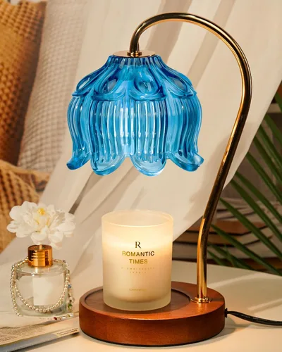 Vista 12 de Funistree Paquete de 2 lámparas calentadoras de velas de flores, lámpara de vela con temporizador, regalos de cumpleaños de Navidad para mujeres