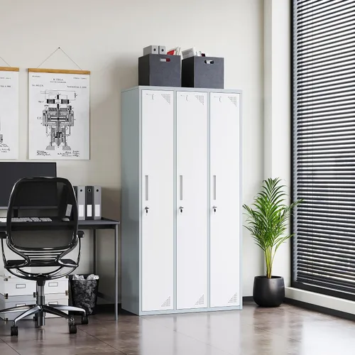 Vista 4 de Letaya Taquillas de metal para empleados, gabinete de almacenamiento de 71 pulgadas con cerradura, armario de almacenamiento de acero para gimnasio
