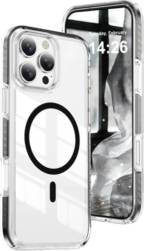 Vista 15 de LEMAXELERS Funda magnética transparente para iPhone 18 Pro Max, color negro