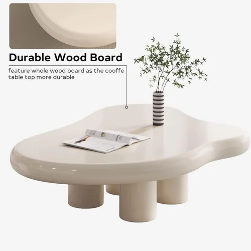 Vista 4 de POCHY Fashion End Tables End Table Cloud-Shape Coffee Table Modern MDF Center Table W/4 Legs Sofa Table Fashion Accent Table Creative Side Table