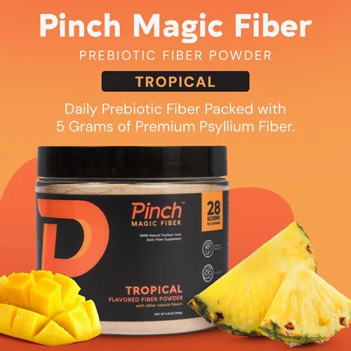 Vista 2 de Pinch Paquete de fibra mágica y mezclador Suplemento de fibra prebiótica para la salud intestinal Polvo de cáscara de psyllium, Keto, vegano