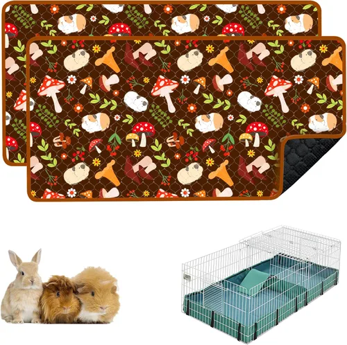 Vista 11 de Ropa de cama para cobayas, 2 paquetes de forro lavable para jaula de 49x24 pulgadas, almohadillas súper absorbentes lavables, impermeables y Palta
