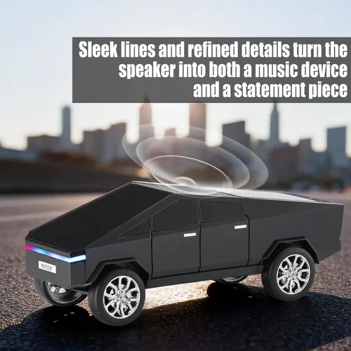 Vista 3 de Altavoz de reproducción Bluetooth futurista con pantalla LED, audio portátil de estilo futuro con enlace TWS, radio FM, iluminación LED y micrófono