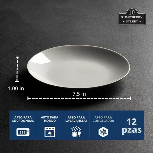 Vista 6 de 10 Strawberry Street 7.5" Catering Coupe - Plato para ensalada/postre (12 unidades), color blanco
