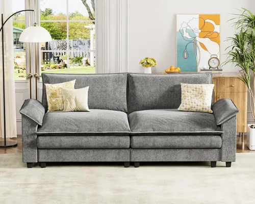 Vista 8 de Homall Sofá Seccional Modular de 80", Sofá Biplaza con Cojín de Doble Capa, Combinación DIY de Chenille Profundo Sofá Nube de 2 Asientos para Sala