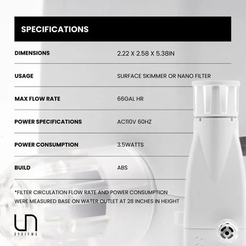 Vista 5 de Ultum Nature Systems Skimmer para superficie de acuario, filtro interno para peceras, elimina la película y el aceite de la superficie del agua, 66