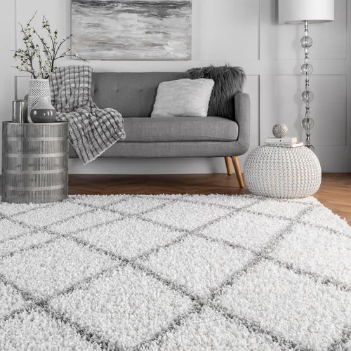 Vista 9 de Alfombra de interior nuLOOM Hunter, Polipropileno, Blanco Marroquí