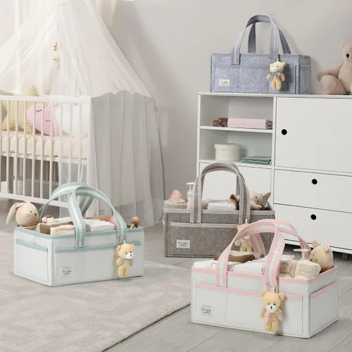 Vista 9 de Organizador de Pañales PeraBella XL con Asa, Bolsa de Regalo para Baby Shower, Artículos Imprescindibles para Registro de Búsqueda, Organizador