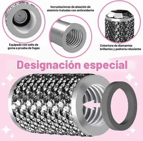 Vista 2 de BFXM 4 piezas de tapas de válvula de neumático de coche, tapa de aire de neumático para coche, cubiertas de vástago universales, tapa de presión