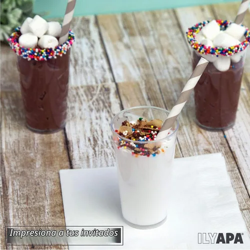 Vista 4 de Ilyapa Mini tazas de postre de plástico con cucharas, 3 onzas, redondas