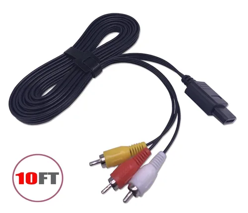 Vista 2 de RUITROLIKER 10ft3m AV Cable TV Composite Cord Retro 3 RCA Extension Cable with Velco for SNES N64 Gamecube NGC Console