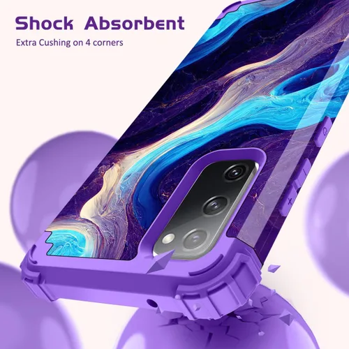 Vista 3 de Hocase Funda para Galaxy S20 FE 5G, Protección resistente a prueba de golpes, goma de silicona suave + parachoques de plástico duro, funda