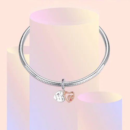 Vista 5 de La Menars Heart and Lock Married Couple 925 Sterling Silver Charms for Bracelets Silver Love Pendant Sister Friends Beads for Bracelets & Necklaces