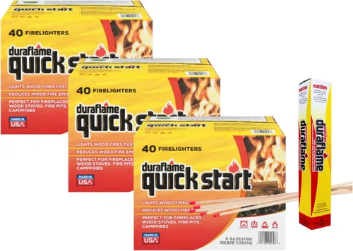 Vista 8 de Duraflame Quick Start Firelighters – 40 Count Case Instant, Clean & Reliable Fire Starting for Fireplaces, Grills, Fire Pits & Camping Adventures