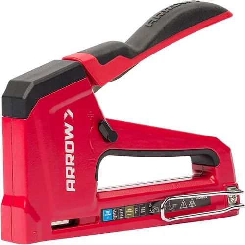 Vista 6 de Arrow T50RED2 - Pistola de grapas manual 2 en 1 y clavadora de clavos para tapicería, marco, aislamiento, manualidades y muebles, rojo