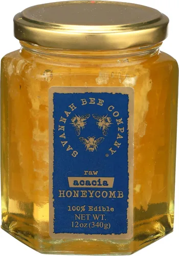 Vista 4 de Savannah Bee Company Honey Comb Acacia Hex Jar - Tarro de cristal de miel de acacia pura