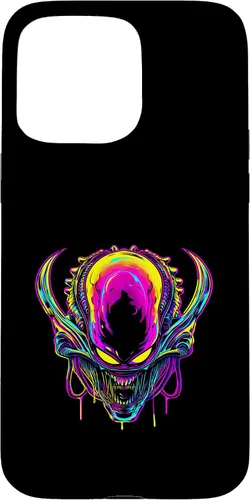 Vista 28 de iPhone 16 Retro Funny streetwear Synthwave 80s 90s spacezilla alien Case