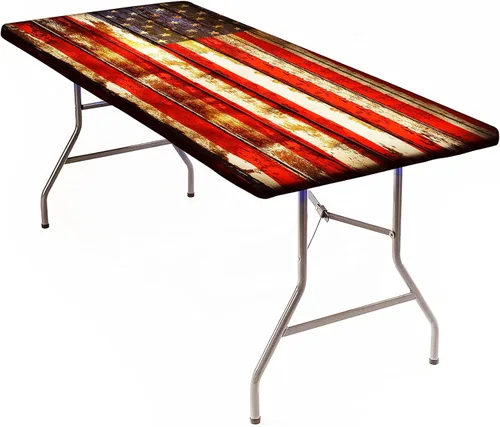 Vista 33 de Mantel rectangular elástico ajustable, con textura de madera de granja, cubierta de mesa de poliéster para mesa de bufé, picnic, cafeterías Mantel