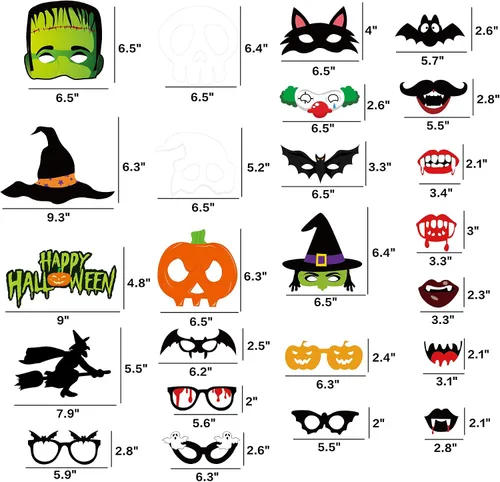 Vista 4 de Juego de 62 decoraciones de fiesta de Halloween, accesorios de cabina de fotos de Hallowmas, globos, pompones, espirales colgantes, remolinos