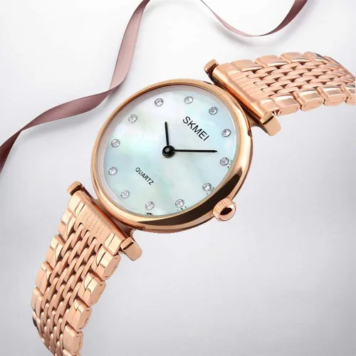 Vista 3 de SKMEI - Reloj de pulsera para mujer impermeable analógico de cuarzo para mujer