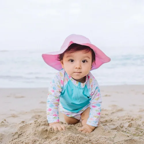 Vista 4 de Green Sprouts Baby Girls Brim Sun Protection Hat Coral