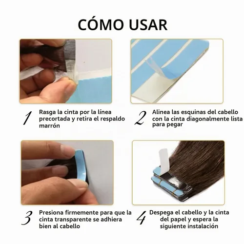 Vista 5 de YILITE 60 extensiones de cabello, cinta azul de repuesto de 1.6 x 0.3 in, adhesivo de doble cara para extensiones de cabello adhesivas