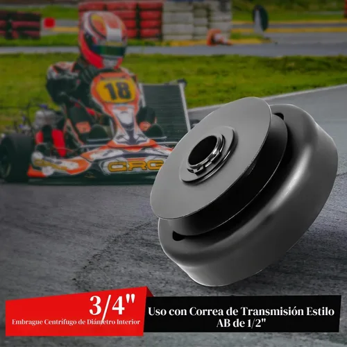 Vista 2 de Embrague de 3/4" de orificio Go Kart Embrague centrífugo con polea de transmisión Compatible con GoKart Mini Bike Correa de estilo AB de 1/2