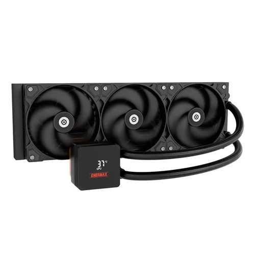 Vista 9 de ENERMAX LIQMAX V4 - Enfriador líquido de CPU AIO de 4.724 in con pantalla digital, ventilador SilentFlow PWM de 4.724 in 320 W TDP, para Intel LM4
